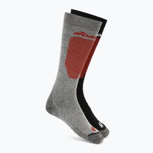Ski socks Nordica Uni 2.0 2 pairs grey/red+black/red