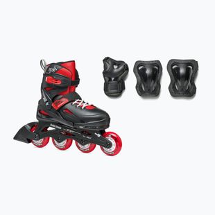 Children's roller skates with protectors Rollerblade Fury Combo Jr black/red