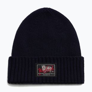 Men's winter hat Woolrich Legacy Patch Beanie melton blue
