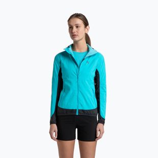 Women's Montura Rise Octa Hooded turquoise/antracite wind jacket