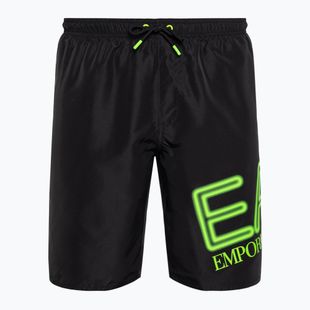 Men's EA7 Emporio Armani Water Sport Logo Bermuda swim shorts nero/fluo lime