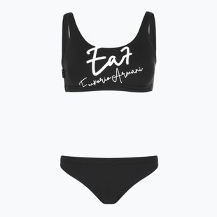 Women's two-piece swimsuit EA7 Emporio Armani Maxi Logo Bikini Top black
