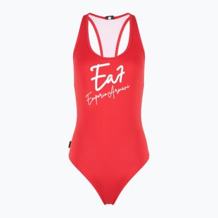 Women's one-piece swimsuit EA7 Emporio Armani Maxi Logo One Piece racing red
