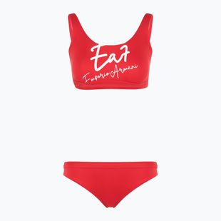 Women's two-piece swimsuit EA7 Emporio Armani Maxi Logo Bikini Top racing red