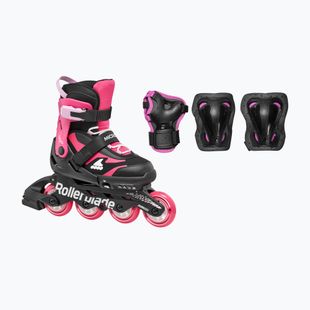 Children's roller skates with protectors Rollerblade Microblade Combo Jr black/pink