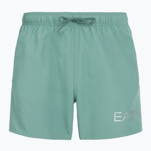 Men's EA7 Emporio Armani Extended Logo Boxer swim shorts mineral blue / silver