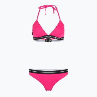 Women's two-piece swimsuit EA7 Emporio Armani Logo Tape Bikini Triangle neon pink