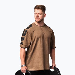 Men's training shirt NEBBIA Washed-Off Lifting Club light brown