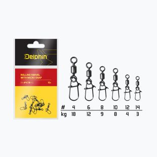 Delphin Spinning Rollings Swivel With Micro Snap 10 pcs black 969B05004