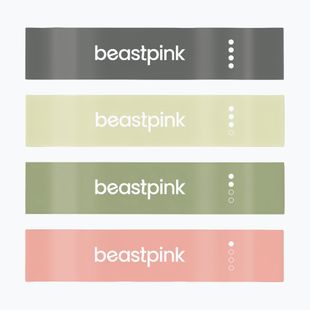 Resistance band set GymBeam 4 pcs.i black/olive/green/peach