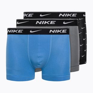 Men's boxer shorts Nike Everyday Cotton Stretch Trunk 3Pk UB1 swoosh print/grey/uni blue