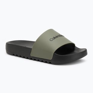 Calvin Klein men's flip-flops HM0HM01063 Chuncky Pool Slide Rub Smokey Olive/Black