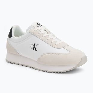 Calvin Klein men's shoes YM0YM01325 Retro Runner Lace Up Ny-Su Bright White/Black