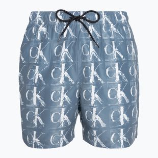 Men's Calvin Klein Medium Drawstring Print swim shorts blue