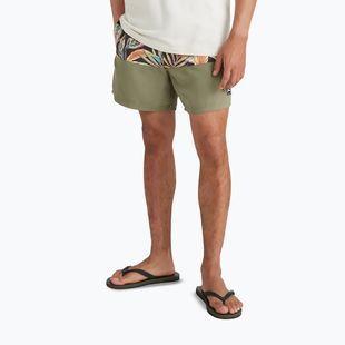 Men's O'Neill Cali Block 15'' black tropical flower swim shorts