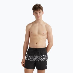 Men's O'Neill Cali Block 15'' black magic carpet swim shorts