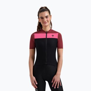 Women's cycling jersey Rogelli Core Block W black/bordeaux/pink
