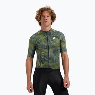 Rogelli Essential Graphic II men's cycling jersey green / blue / mustard