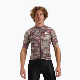 Rogelli Essential Graphic II men's cycling jersey taupe / bordeaux