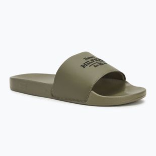 Tommy Hilfiger men's Embroid 85 Pool Slide army green slides