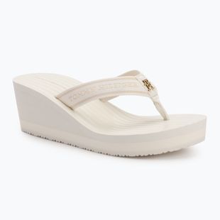 Tommy Hilfiger women's flip flops Stripes Wedge Beach Sandal ivory