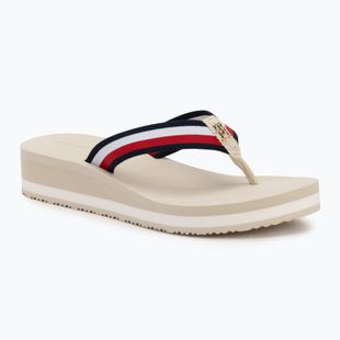 Tommy Hilfiger women's flip flops Corp Mid Wedge Beach Sandal muslin