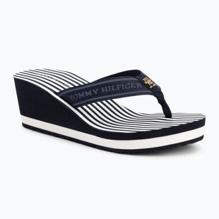 Tommy Hilfiger women's flip flops Stripes Wedge Beach Sandal space blue