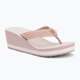 Tommy Hilfiger women's Stripes Wedge Beach Sandal foggy pink