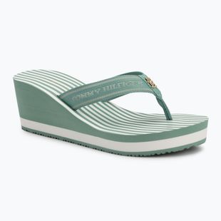 Tommy Hilfiger women's flip flops Stripes Wedge Beach Sandal charming green