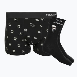 Men's trunks + socks set KARL LAGERFELD Ikon Trunk aop karl dot black