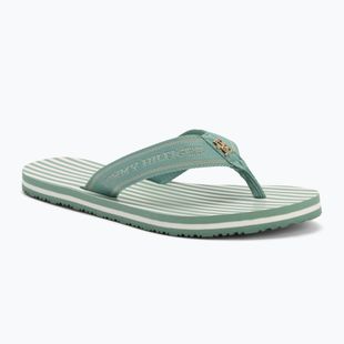 Tommy Hilfiger women's Stripes Beach Sandal flip flops charming green