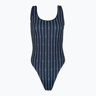 Tommy Hilfiger women's one piece swimsuit One Piece Print (Ext) flag chain dark night navy