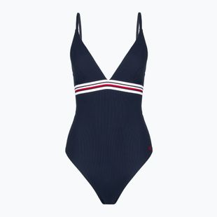 Tommy Hilfiger women's Triangle One Piece Rp Ext swimsuit dark night navy
