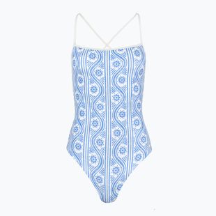 Tommy Hilfiger women's one-piece swimsuit Straight Neck Print floral stripe blue spell