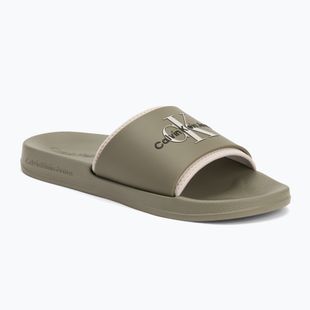 Men's Calvin Klein YM0YM00361 Slide Rubber Neoprene Monologo mermaid/eggshell flip-flops
