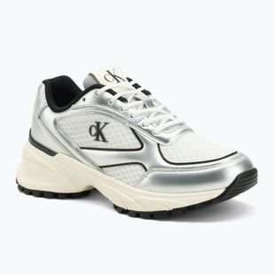 Women's shoes Calvin Klein YW0YW02063 Hike Runner Lace Up Mesh Mix silver/black/bright white