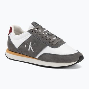 Men's shoes Calvin Klein HM0HM02212 Retro Runner Bans Leather Suede granite gray/white/rhubarb