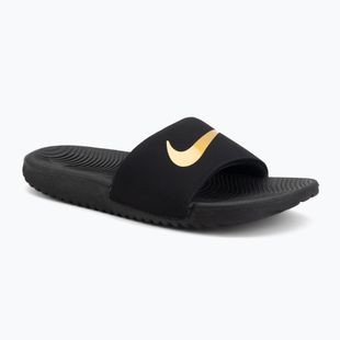 Children's slides Nike Kawa black/metallic gold