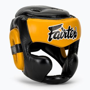 Fairtex Diagonal Vision Sparring Boxing Helmet - Full Head Coverage black/yellow