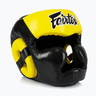Fairtex Diagonal Vision Sparring Boxing Helmet - Full Head Coverage black/yellow