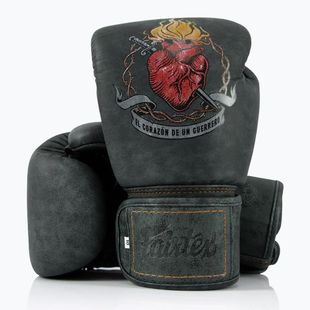 Fairtex X Tom Atencio Boxing Gloves The Heart of Warrior Boxing charcoal