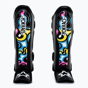 Yokkao Flames black tibia and foot protectors