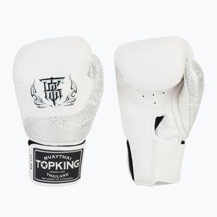 Top King Muay Thai Power Snake white/silver boxing gloves