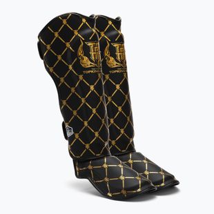 Top King Chain Semi Leather black/gold tibia and foot protectors