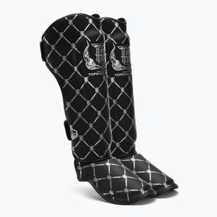 Top King Chain Semi Leather black/silver tibia and foot protectors