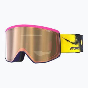 Atomic Four Pro Signature NMC ski goggles pink powder/amber gold hd photo/clear