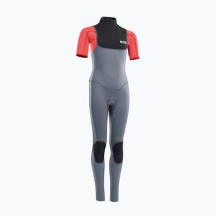 Children's surfing wetsuit ION Capture 3/2 Back Zip Jr steel blue/red