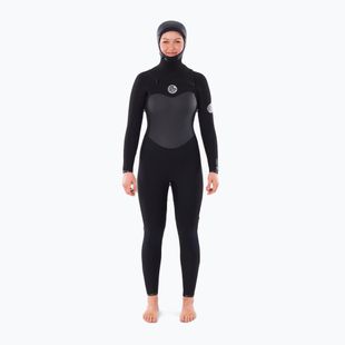 Women's wetsuit Rip Curl Flashbomb 6/4mm Hooded Chest Zip Steamer black
