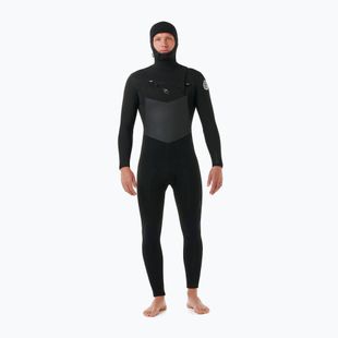 Men's Rip Curl Dawn Patrol Hooded 6/4 mm Chest Zip Swim Foam Black