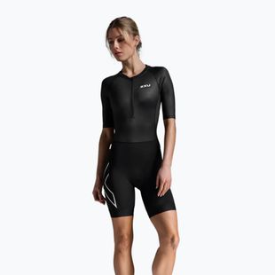 Women's triathlon suit 2XU Core Sleeved black/white